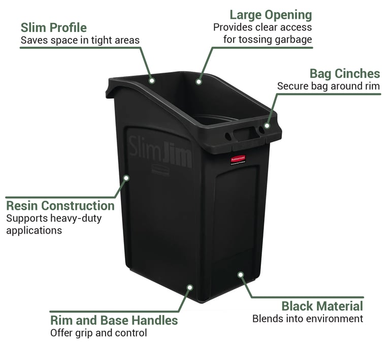 SLIM CUT CHOCOLAT 4箱 Rubbermaid 2026722 23 gal Rectangular Slim Jim® Trash Can - 22