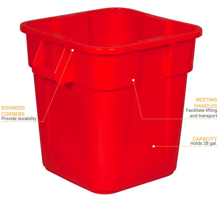 Rubbermaid BRUTE 55 Gallon Red Trash Can with Red Round Dome Top
