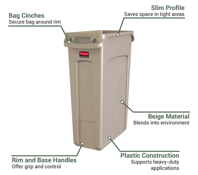 Slim Jim® Trash 1-Stream Trash Can 22X11X30 IN 23 GAL 92 QT