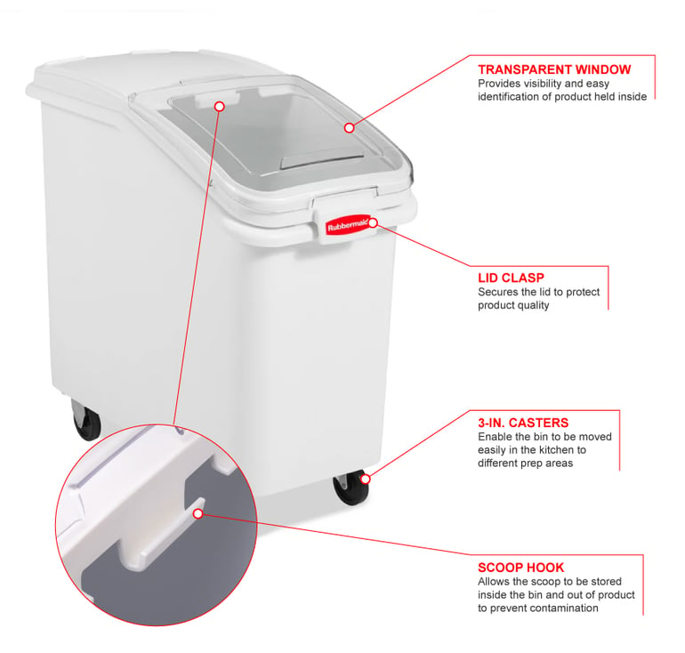  Rubbermaid 360088Whi Prosave Mobile Ingredient Bin