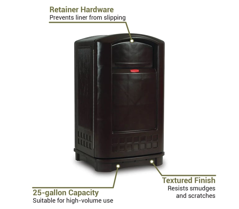 Rubbermaid FG396400BLA 50 gal Outdoor Decorative Trash Can Plastic, Black