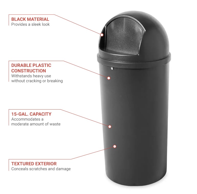 Rubbermaid 15 gal Brown Plastic Flame-Resistant Marshal® Trash Receptacle -  15 3/8Dia x 36 1/2H