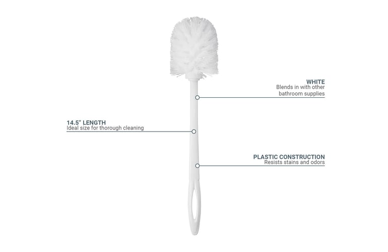 Rubbermaid Commercial Products Toilet Bowl Brush with Plastic Handle,  14.5-Inches, White, for Bathroom/Restroom, Pack of 24