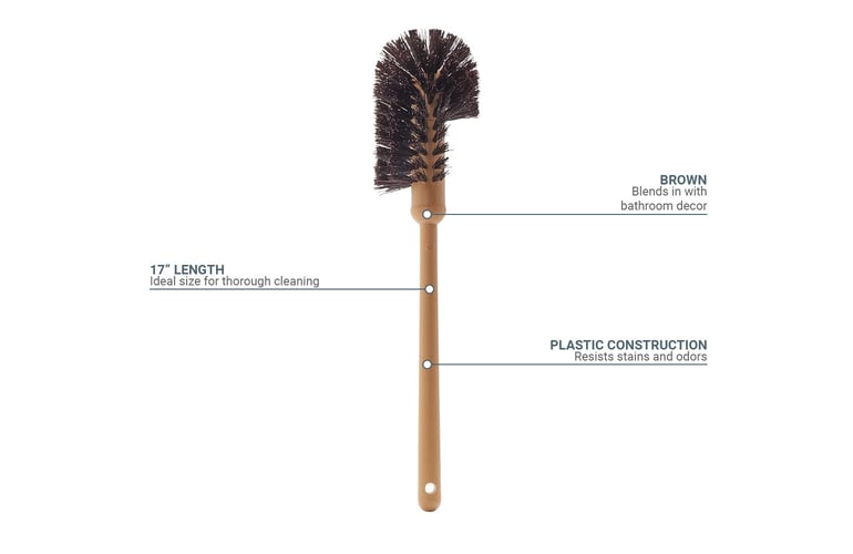 Rubbermaid Commercial 17 Handle Toilet Bowl Brush 1.50 Synthetic  Polypropylene Bristle 17 Handle Length 18.5 Overall Length Plastic Handle 1  Each Brown Yellow - Office Depot