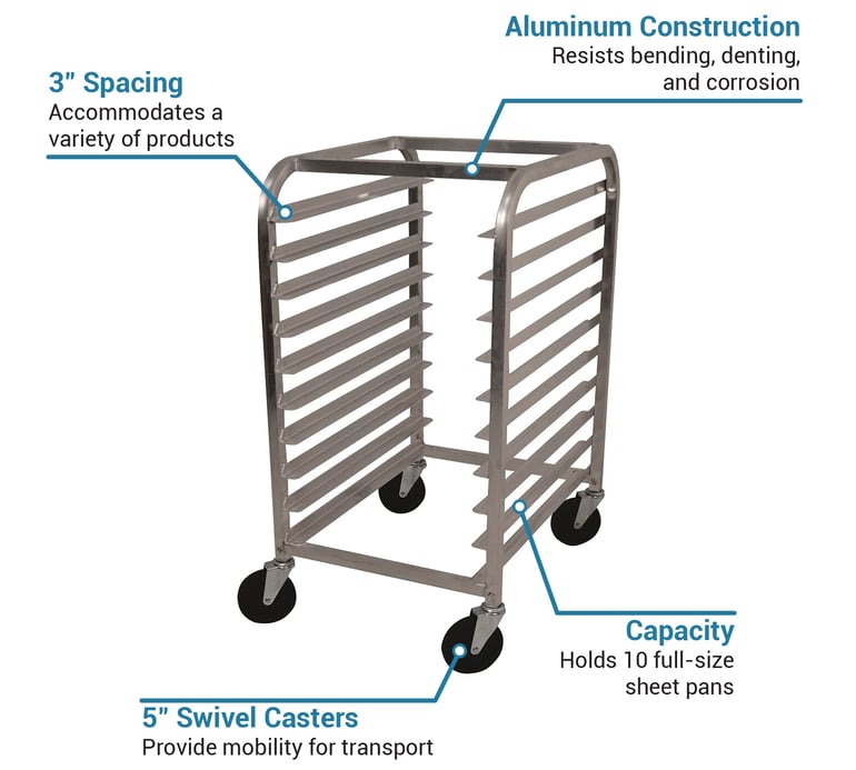 Advance Tabco PR10-3ST 20 1/4W 10 Sheet Pan Rack w/ 3 Bottom Load Slides  MODEL