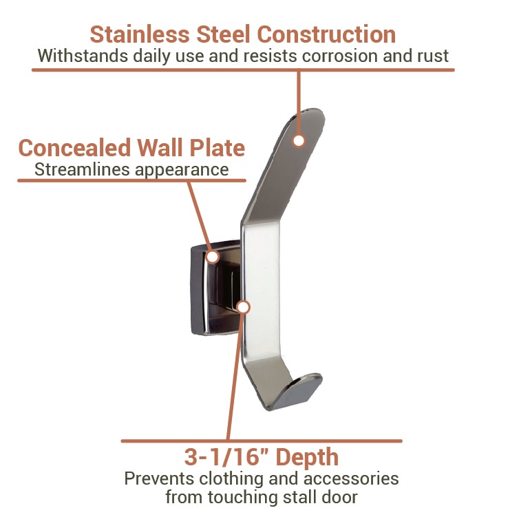 Bobrick B6827 Hat and Coat Hook, Satin Finish