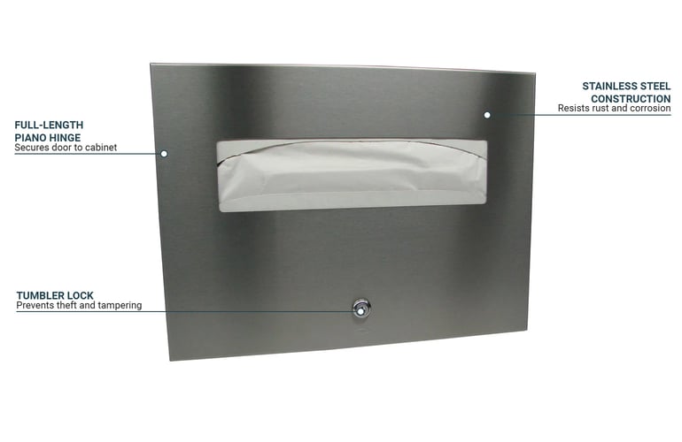Bobrick 301 Stainless Steel Recessed Bathroom Toilet Seat-Cover Dispenser NEW