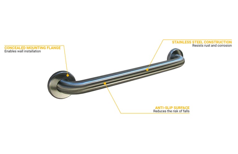 Bobrick B6806X24 Grab Bar, 1 1/2" Diameter Satin Finish Stainless