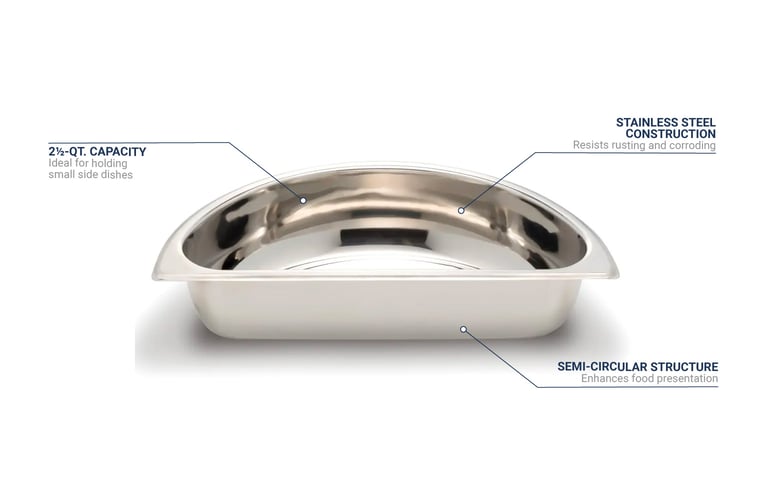 Bon Chef 12007 Half Size Round Chafer Food Pan Stainless Steel