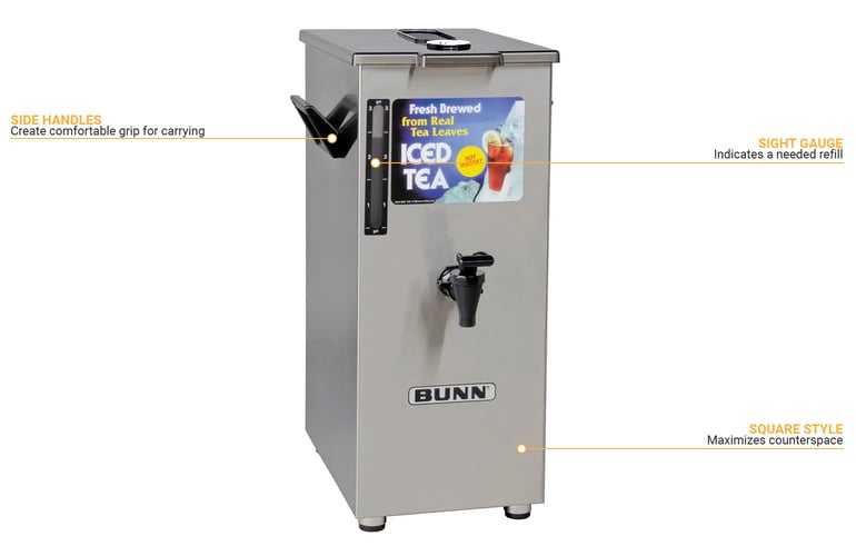 BUNN TDO-4 Commercial Iced Tea Dispenser w/Solid Lid, Oval
