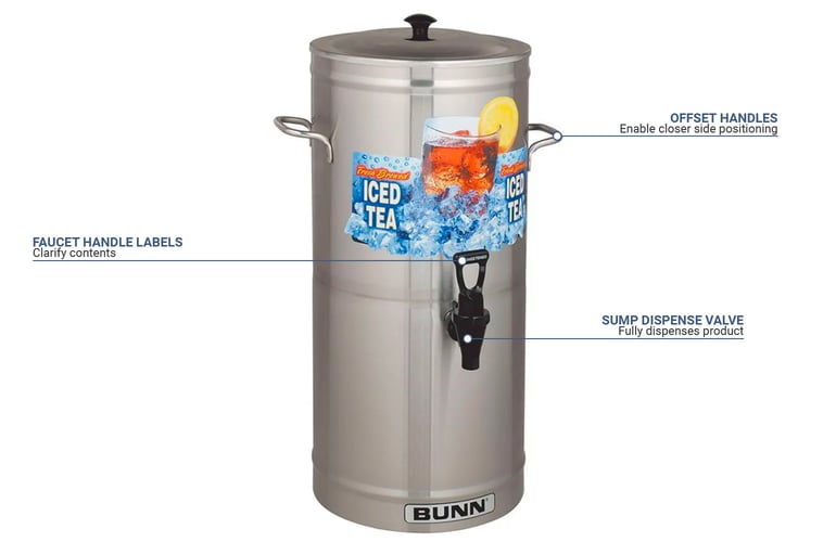 BUNN TDS-3.5 GALLON ROUND STAINLESS STEEL ICE TEA URN 33000.0023