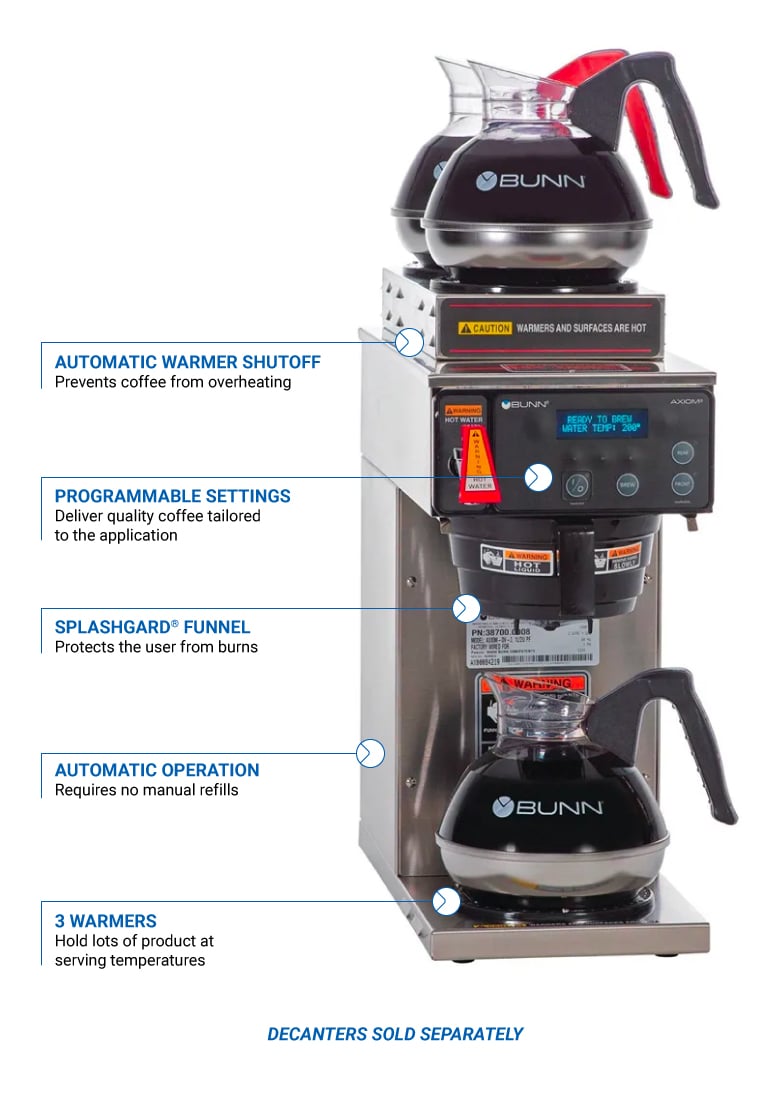 Bunn Axiom 12 Cup Automatic Coffee Brewer With 3 Warmers - 8 1/2L