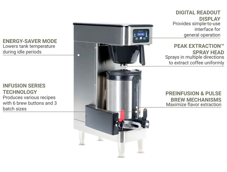 Bunn 51100.0100 ICB Infusion Series Stainless Steel Single Automatic Coffee  Brewer - 120/240V