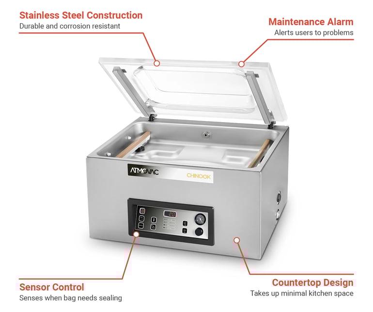 Eurodib CHINOOK16D Atomvac Countertop Vacuum Pack Machine w/ (2) 16