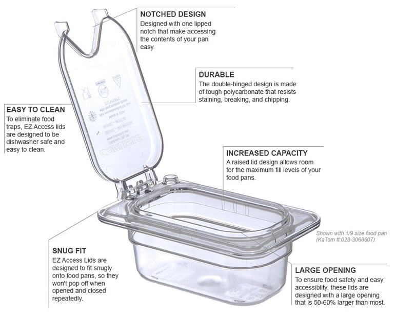 Carlisle 10339Z07 Universal Ninth-Size Hinged Food Pan Lid 