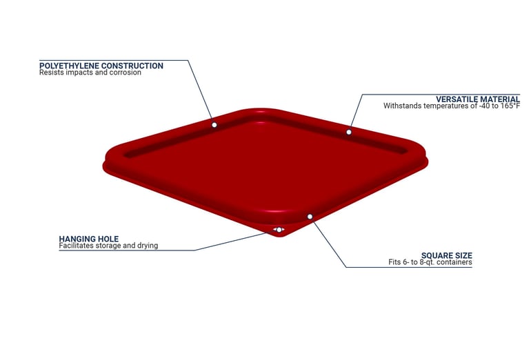 1197105 - Squares Food Storage Container Lid 6 - 8 qt - Red