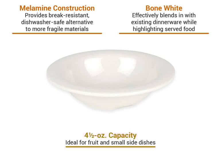 Carlisle 4 1/2 oz Round Melamine Fruit Bowl, Bone (3304242)