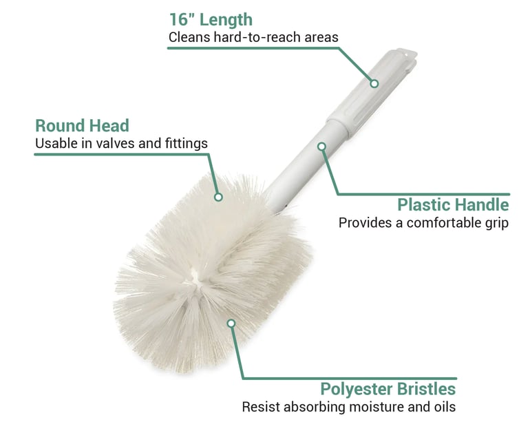 Round Scrub Brush- Stiff, White