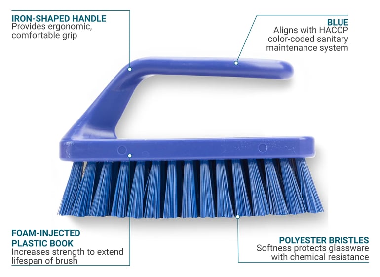Rubbermaid Commercial Products,Rubbermaid Commercial,Iron-Shaped Handle  Scrub Brush, 6 Brush,Long-lasting blue polypropylene fill resists