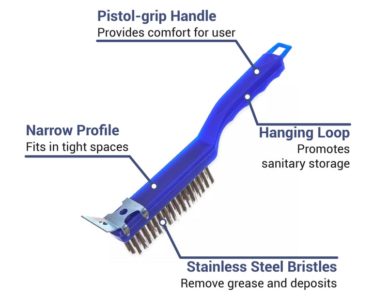 Carlisle 11 1/2" Scratch Brush - End-Scraper, Stainless Steel/Plastic - View #6