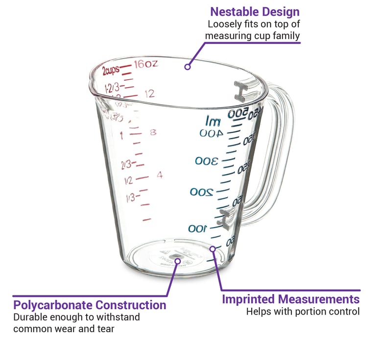 Carlisle 4314207 Measuring Cup - Clear Polycarbonate - 1 Pint