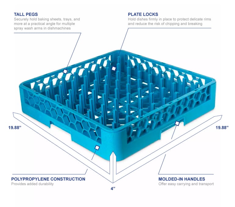 Carlisle RTP14 OptiClean Full Size All Purpose Tall Peg Rack