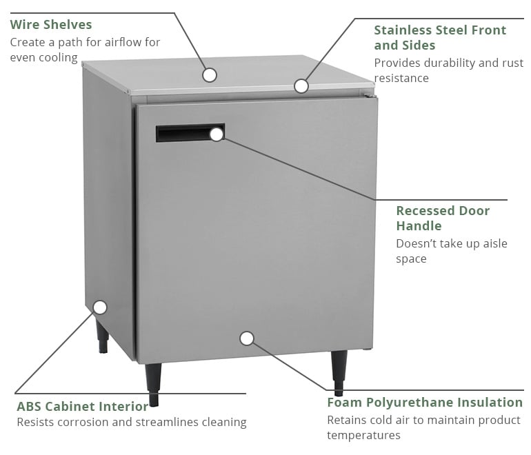 Delfield 406-CA 27" Single Door Undercounter Refrigerator 