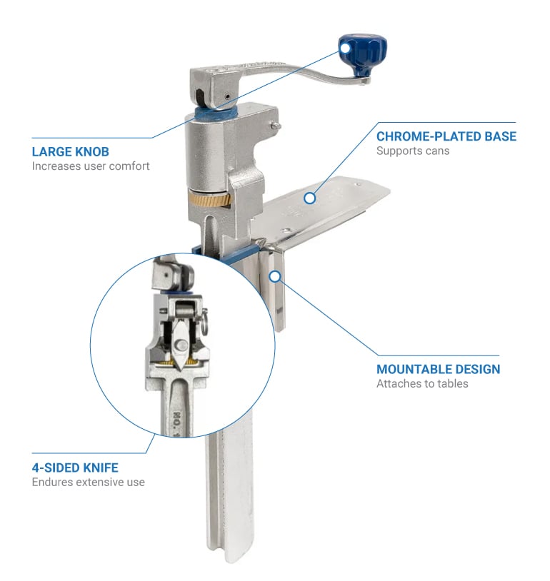 Edlund EDV-1PB Edvantage™ #1 Manual Commercial Can Opener w/ Chrome-Plated  Base 