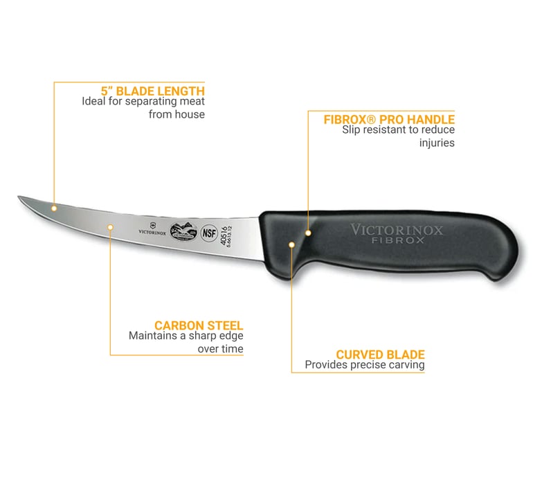 Butcher Knives  5 inch Curved Knife, Semi Stiff Blade