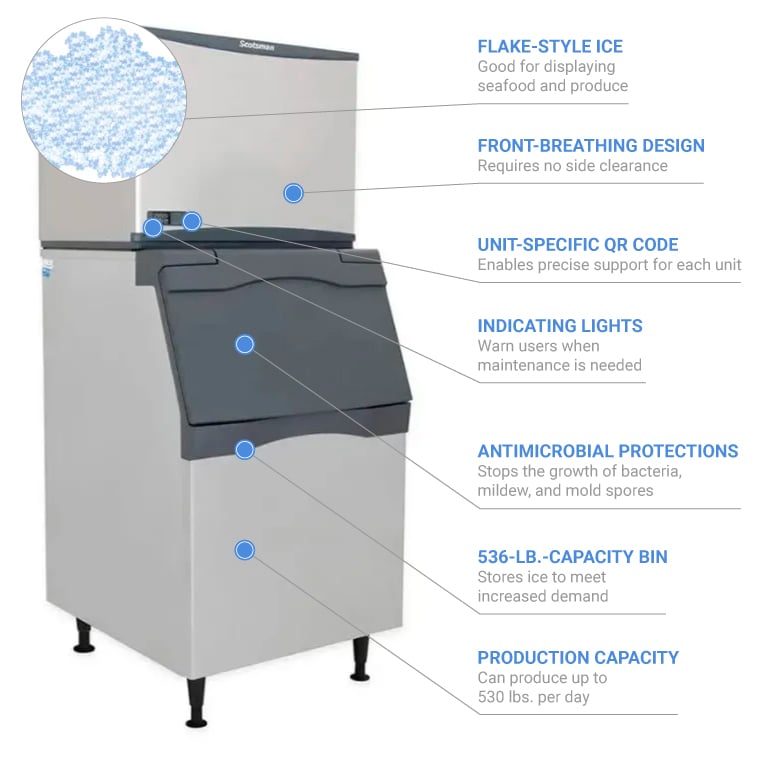 Scotsman B530P 30 Ice Storage Bin, 536-Pound Capacity, Molded Plastic  Exterior, NSF