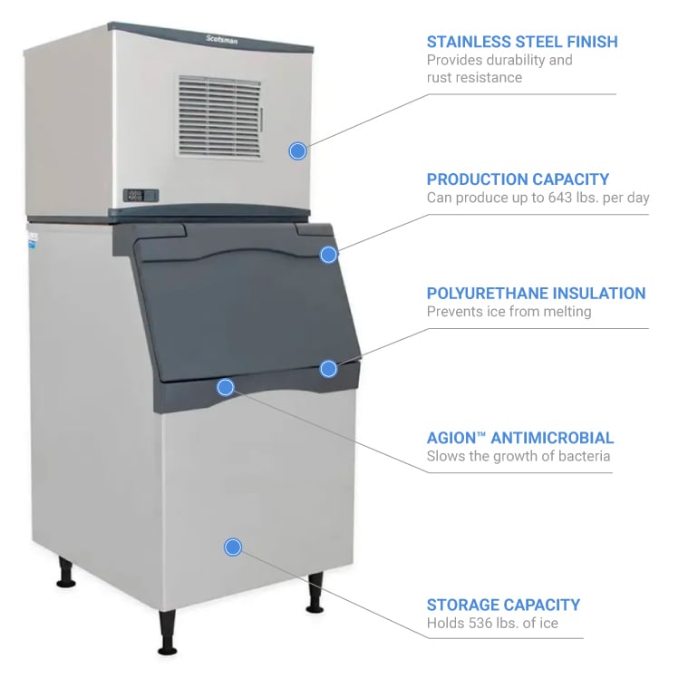 Scotsman Ns0622a 1b530pkbt27 643 Lb Prodigy Plus® Nugget Ice Machine W Bin 536 Lb Storage 