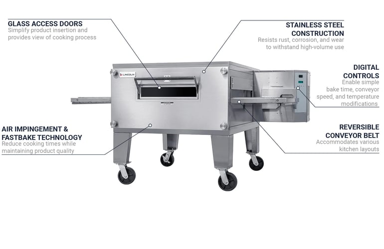 Lincoln V2500/1346 Single or Double Deck Ventless Digital Countertop  Impinger Conveyorized Electric Ovens with Extended