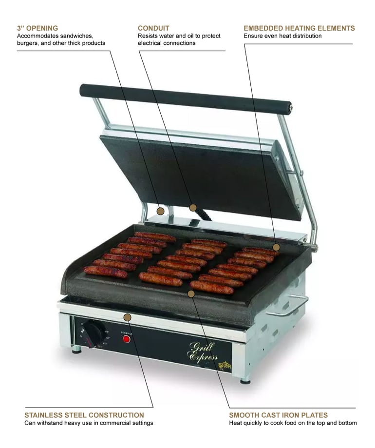 Grill Express GX14IS Sandwich Grill – 14″ Wide – Smooth Platens – 120V -  Star Manufacturing