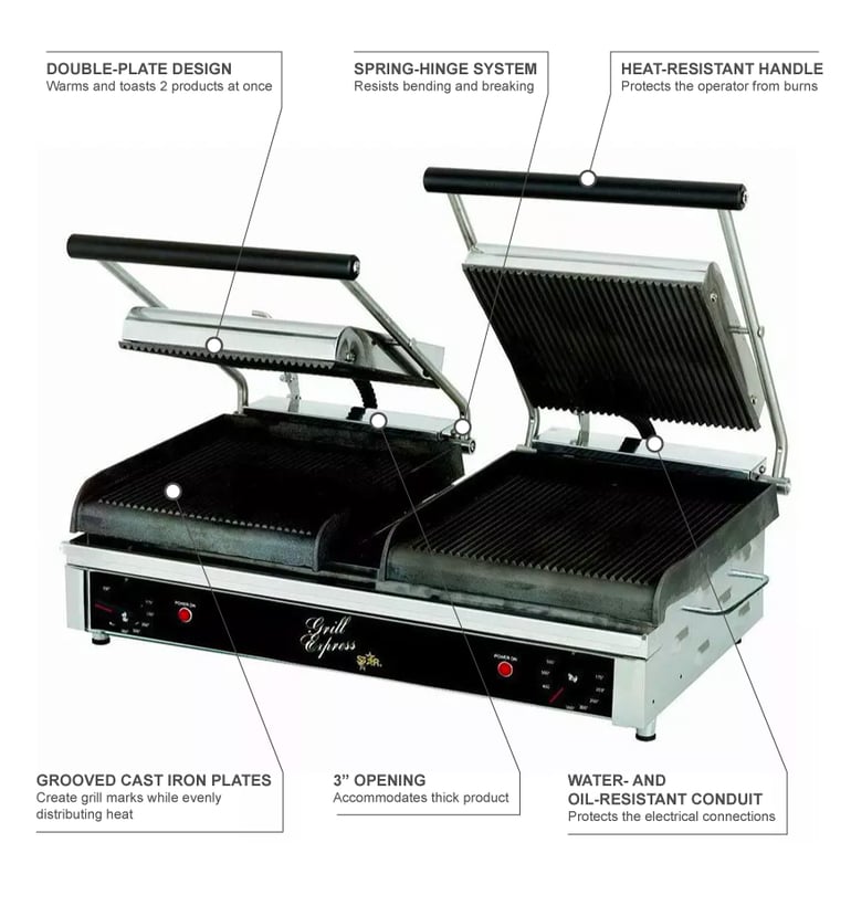 Sandwich Griller Double, For Commercial