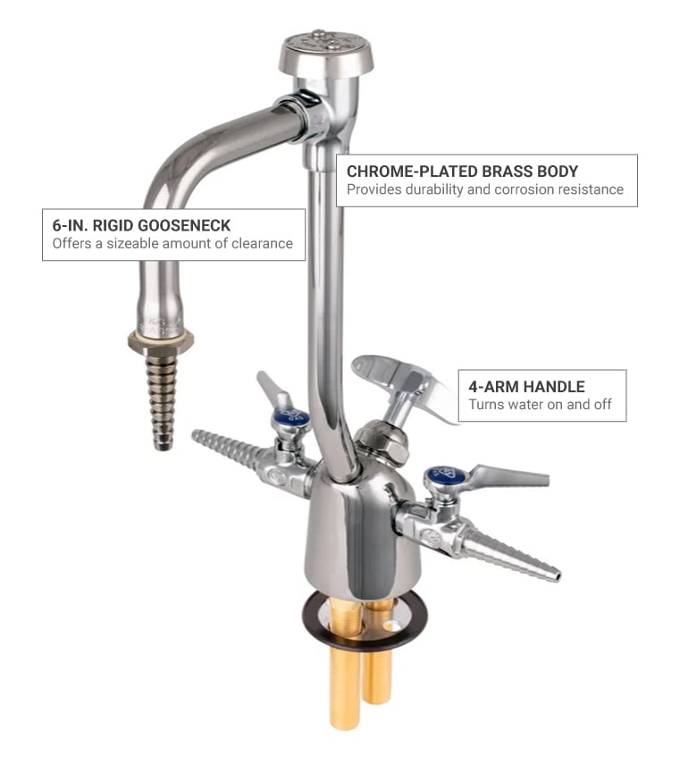 T&S 2-Handle Laboratory Faucet with Vacuum Breaker in Chrome