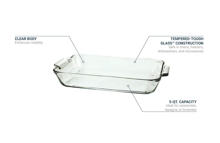 Anchor Baking Dish, Glass, 7 Cup, with Lid