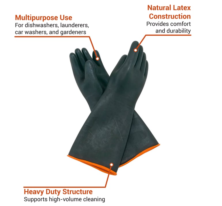 San Jamar 1214 Neoprene Dishwashing Glove - 14 - Lined