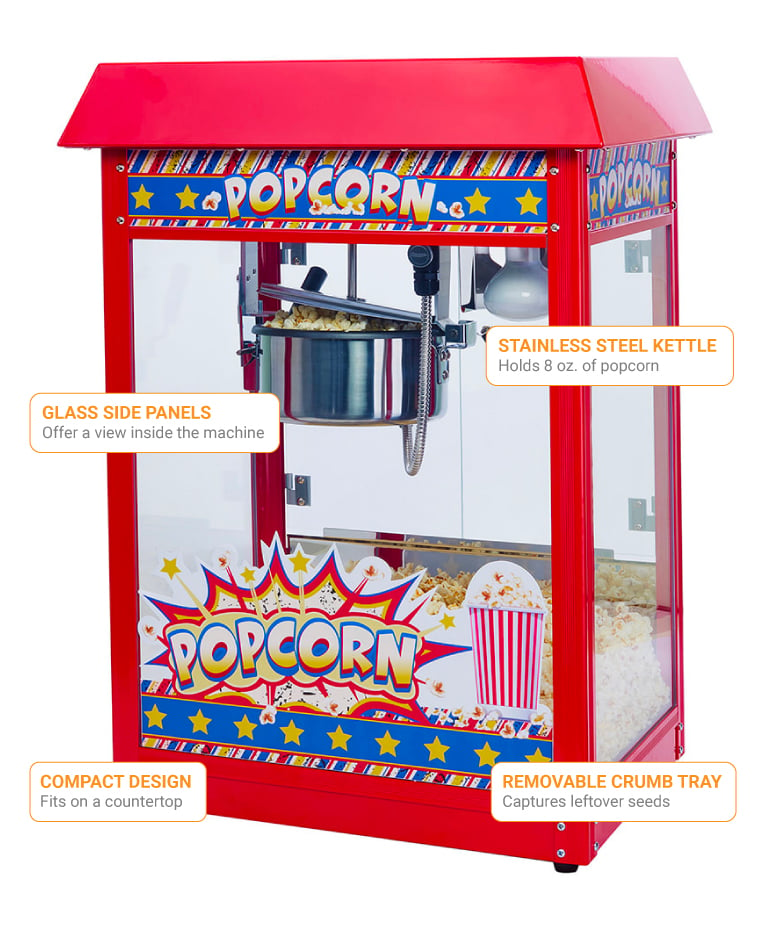 Winco POP-8B Showtime 8 Oz. Electric Popcorn Popper