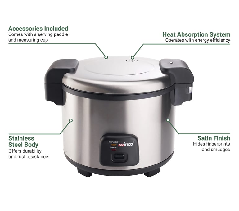 Winco RC S301 30 Cup Electric Rice Cooker Warmer 120v