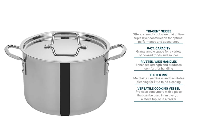 Winco SST-20 20 qt. Stainless Steel Stock Pot with Cover