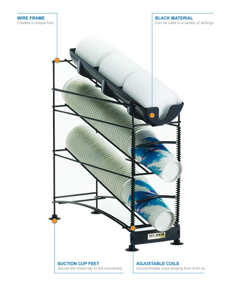 San Jamar C8503WF Cup & Lid Organizer, (5) Compartment, All San Jamar C8503WF Cup & Lid Organizer, (5) Compartment, All