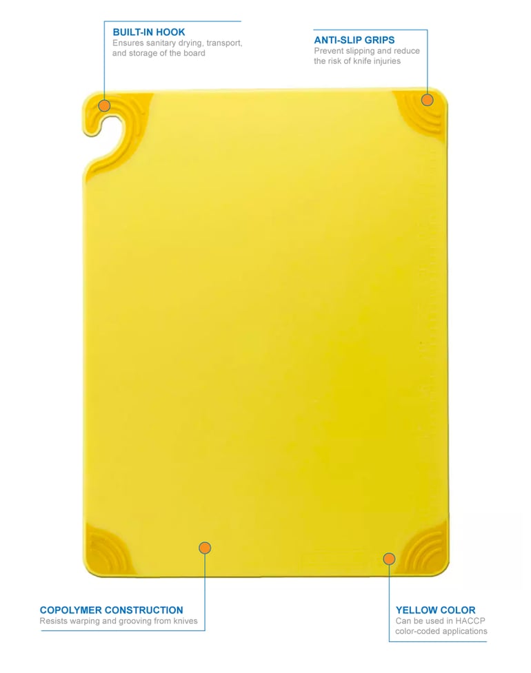 San Jamar CBG152012YL Saf-T-Grip Yellow 15 x 20 Cutting Board