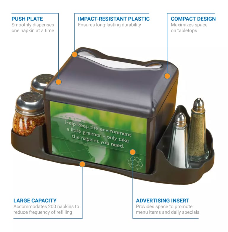 [美品]BOX COMP HATA JACKMAN San Jamar H4005CTBK Venue Tabletop 200 Fullfold Napkin Dispenser