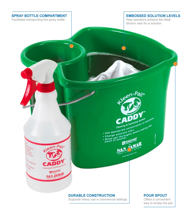 Winco PPL-3G Cleaning Bucket, 3-Quart, Green Soap Solution