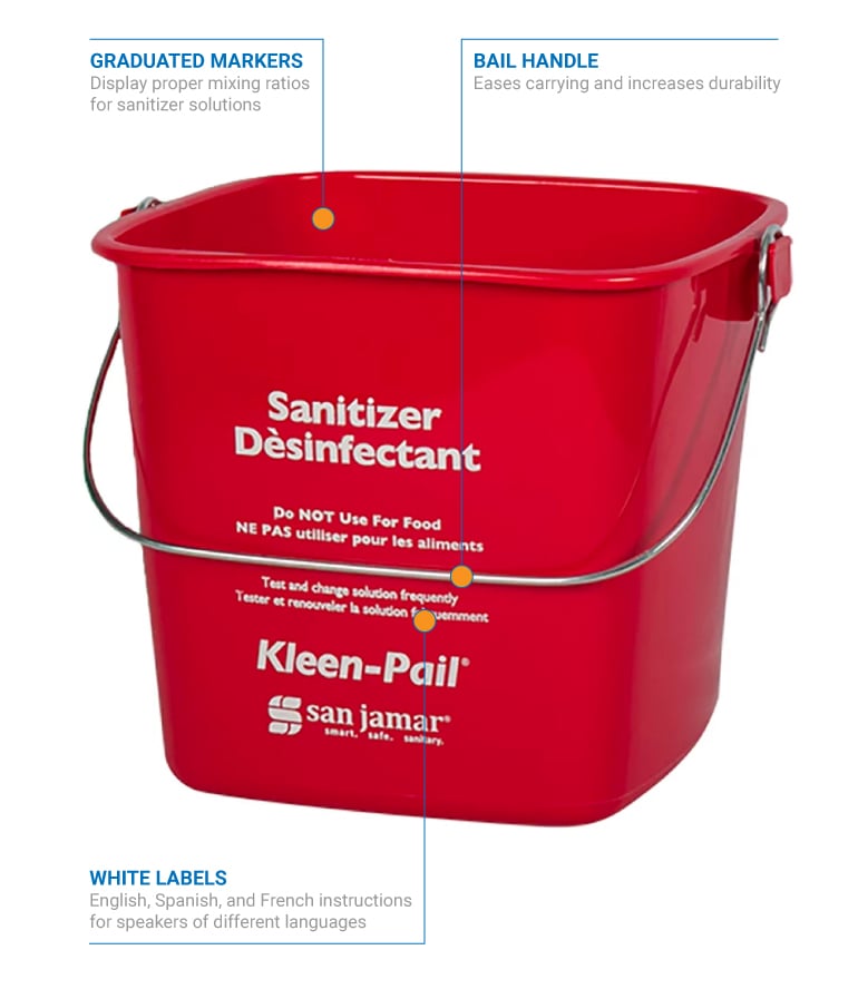 San Jamar KP97RD Kleen-Pail, 3 qt., Plastic, Red - Sanitizing ...
