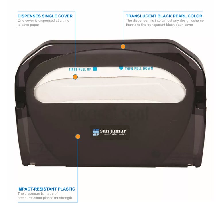 San Jamar TS510TBK Hygienic Toilet Seat Cover Dispensers w/ One At A