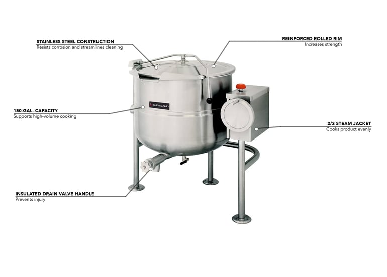 Cleveland KDL-150-T 150 gal Steam Kettle Manual Tilt, 2/3 Jacket