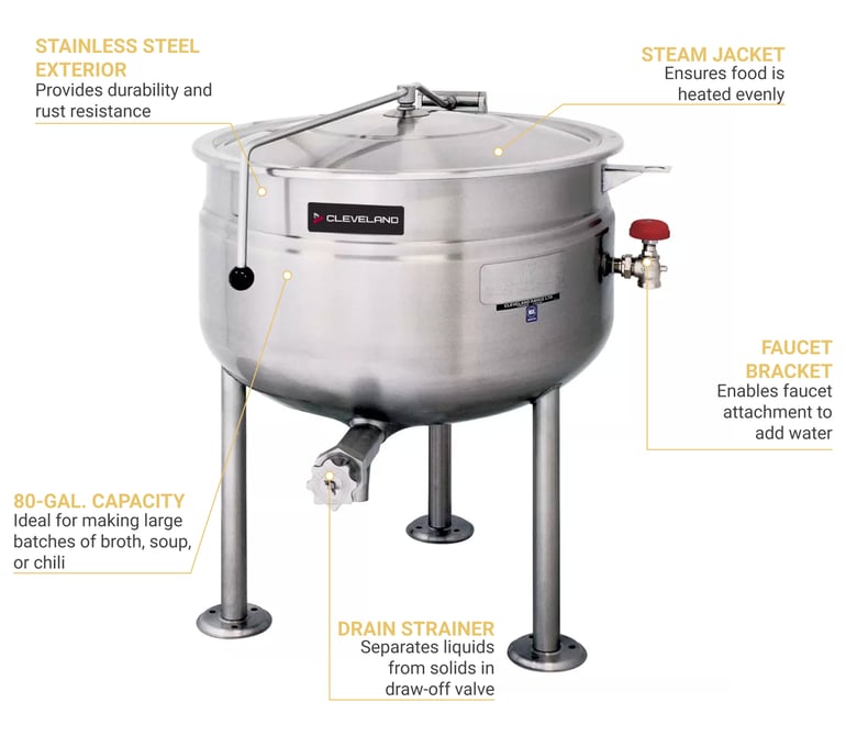 Cleveland KDL-80 80 gal Steam Kettle - Stationary, 2/3 Jacket