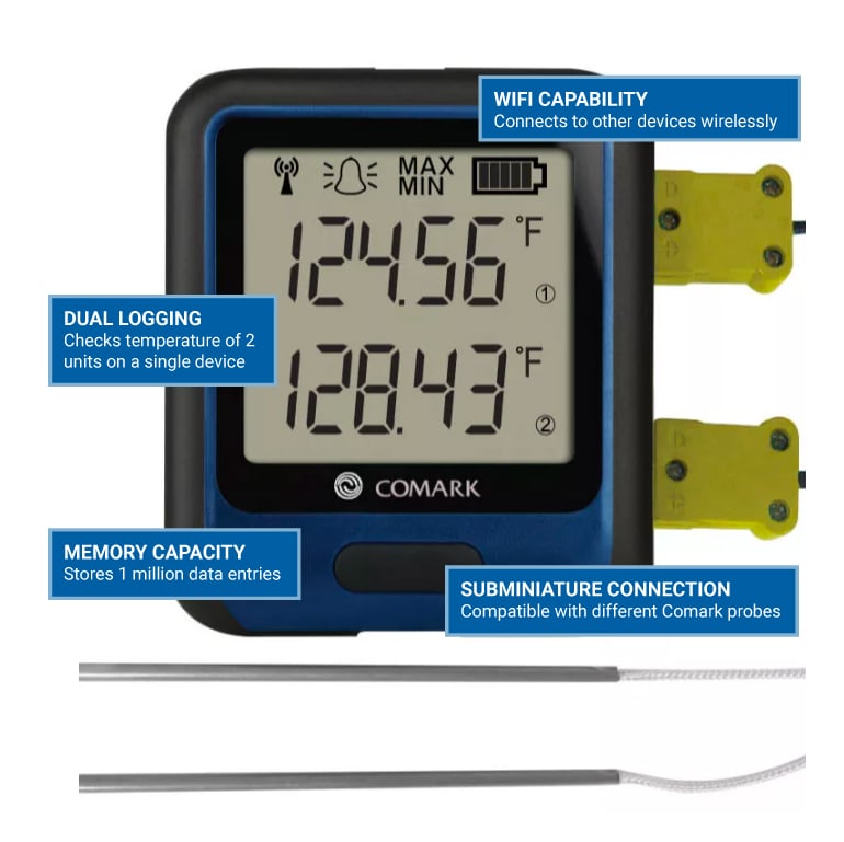 WiFi Temperature Data Logger with Thermocouple Probe from Comark