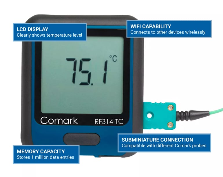 WiFi Temperature Data Logger with Thermocouple Probe from Comark